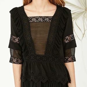 Ulla Johnson Charlotte - Black Silk Crepe Blouse